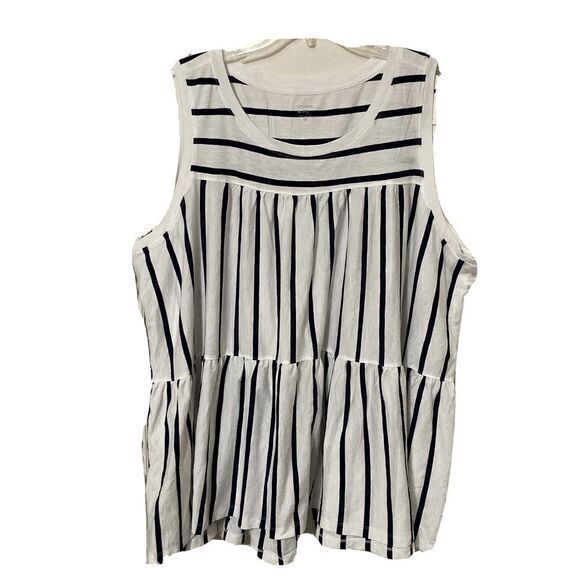 Womens NWT Crown & Ivy‎ Tank Blue White Stripe Plus Size 4X Sleeveless - Picture 1 of 5